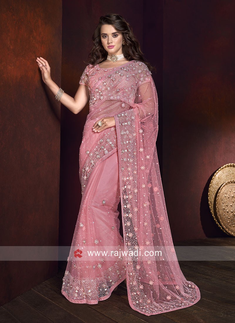 Glamorous Pink Colour Georgette Printed Designer Saree – Anarkalion