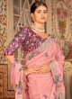 Pink Designer Organza Embroidered Saree
