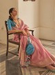 Designer Pink Woven Organza Saree