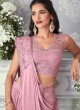 Attractive Pink Lycra Ready-to-Wear Designer Saree