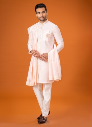 Pink Readymade Silk Kurta Pajama