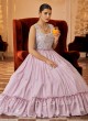 Pink Sequins Georgette Party Gown