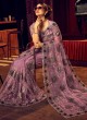 Lilac Color Embroidered Trendy Net Saree