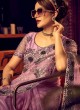 Lilac Color Embroidered Trendy Net Saree