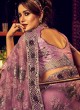 Lilac Color Embroidered Trendy Net Saree