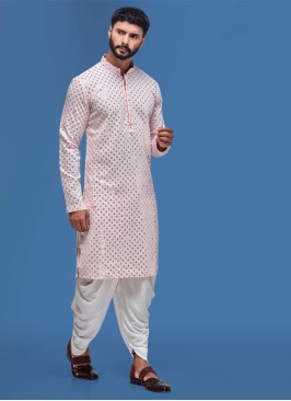 Pink Sequins Work Indowestern Set For Men