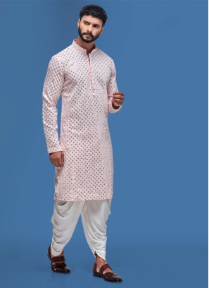 Pink Sequins Work Indowestern Set For Men