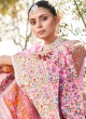 Pink Floral Kashmiri Weaving Silk Saree