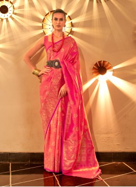 Pink Silk Weaving Trendy Saree