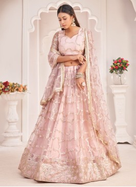 Pink Sequins Designer Net Lehenga Choli