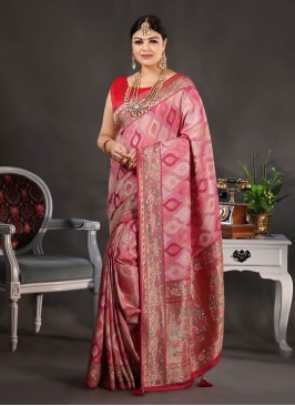 Pink Traditional Wear Saree For Women