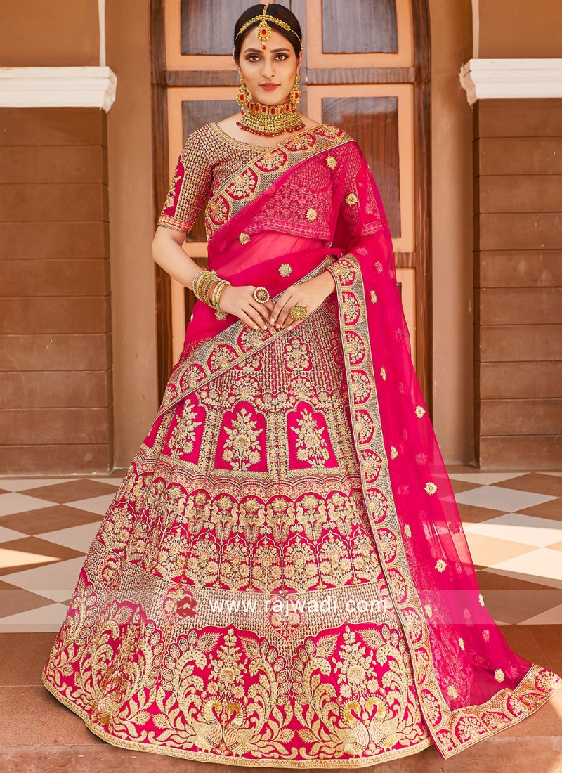 pink wedding designer lehenga choli 32158