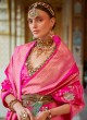 Deep Pink Floral Zari Work Designer Silk Saree