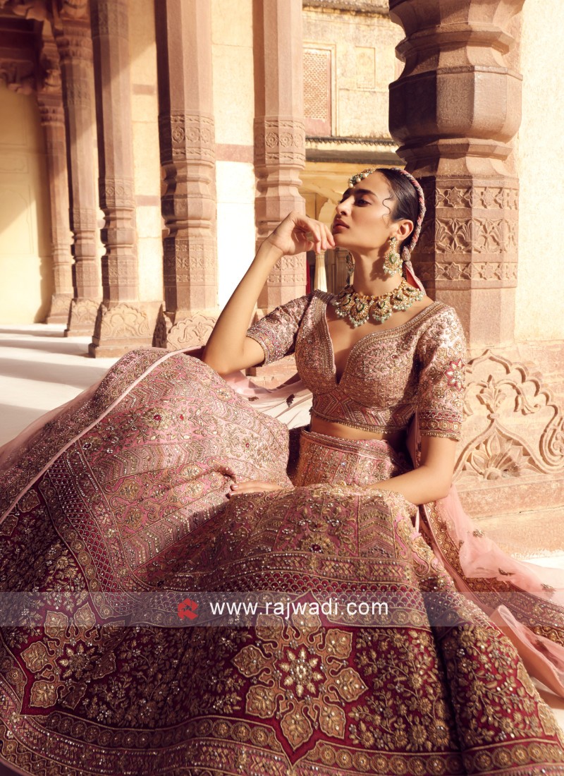 Rusty Orange Indian Wedding Outfit: Women's Mirrorwork Lehenga Choli – B  Anu Designs
