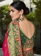 Deep Pink and Green Wedding Silk Saree