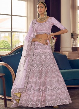 Pink Zari Pure Crepe A Line Lehenga Choli