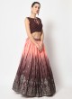 Brown Foil Print Chinon Silk A Line Lehenga Choli