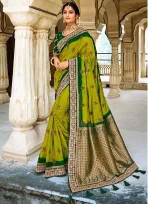 Piquant Green Fancy Fabric Designer Saree