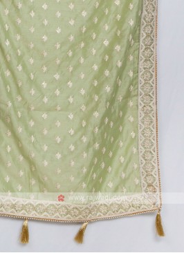 Pista Green Color Silk Dupatta