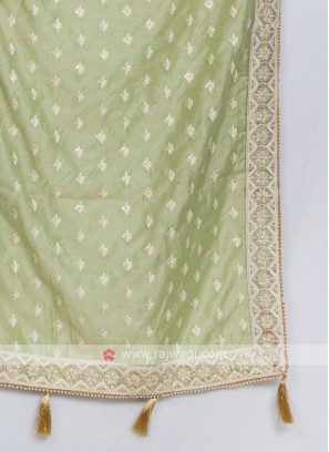 Pista Green Color Silk Dupatta