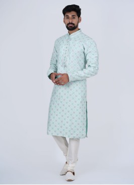 Pista Green Cotton Silk Kurta Pajama