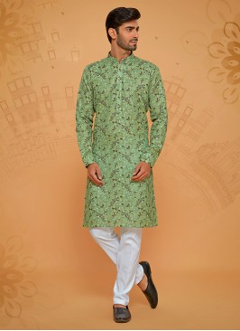 Pista Green Fancy Printed Kurta Pajama