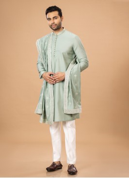 Pista Green Fancy Silk Kurta Pajama Set