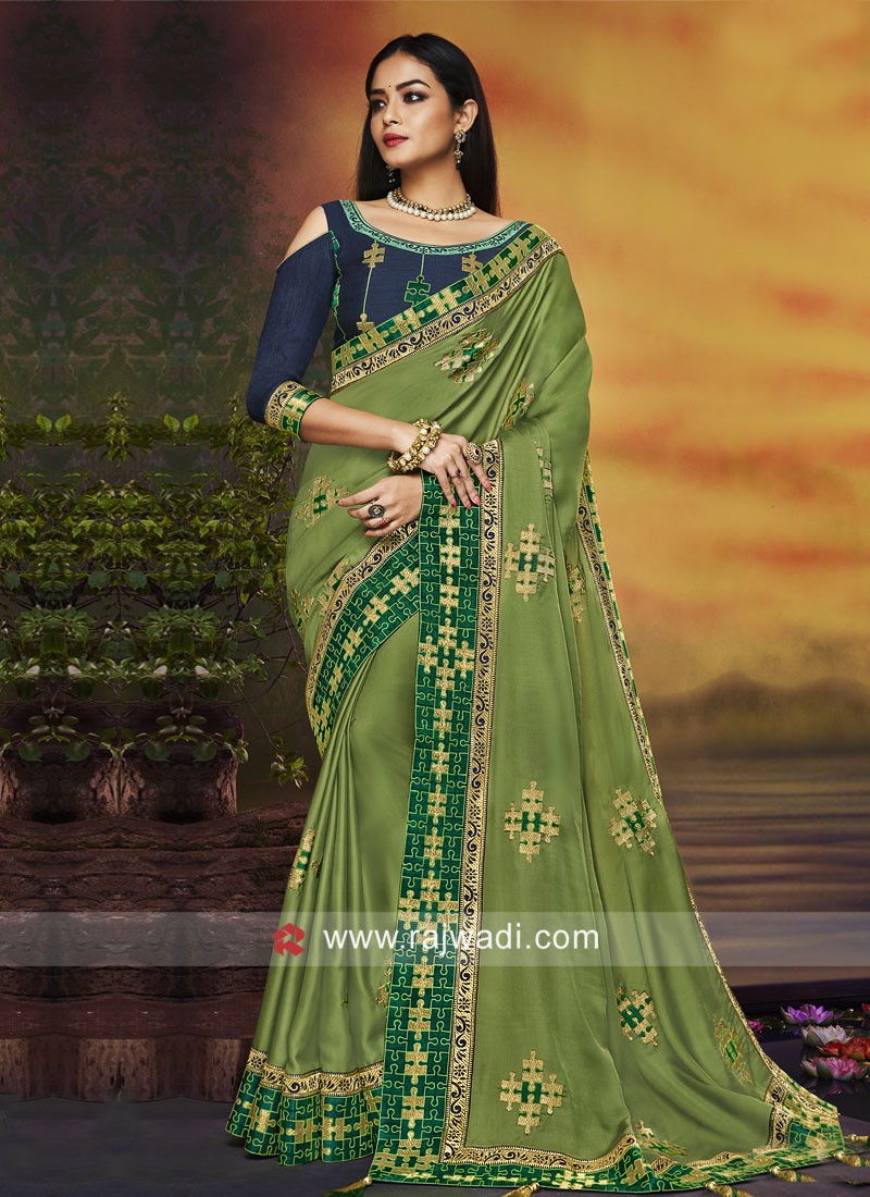 Navy blue silk saree with blouse 41115