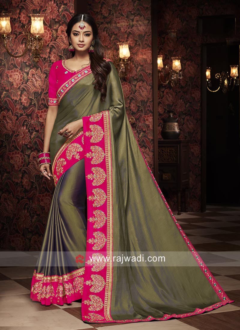 plain saree with heavy sequence border