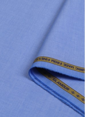 Plain Sky Blue Cotton Shirting Fabric