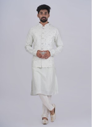 Plastic Mirror Readymade Nehru Jacket Set