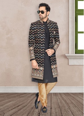 Plastic Mirror Work Jacket Style Indowestern