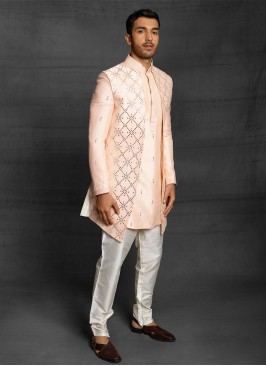 Plastic Mirror Work Jacket Style Indowestern