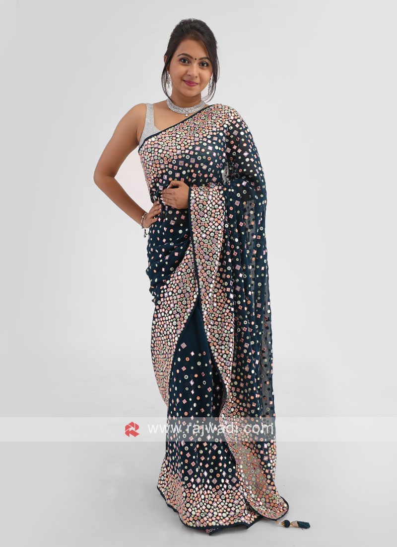 Bankcroft New Superb Zhil Mil Catalog Silk Embroidery Work Saree New  Release Half Sarees Offer Saree Under 300 Combo Art Silk 2023 Mirror Work  Marriage Wear Bollywood Designer Wedding Sari (Orange) :