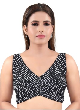 Polka Dots Readymade Blouse In Black Color