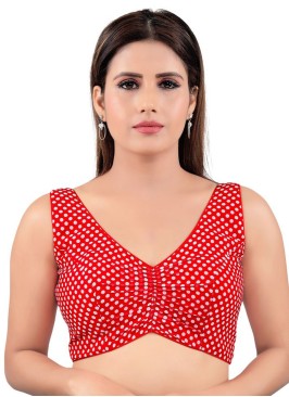 Polka Dots Red Designer Blouse