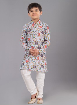 Polyester Light Blue Festive Wear Kurta Pajama