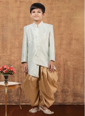 Powder Blue Woven Indowestern Set