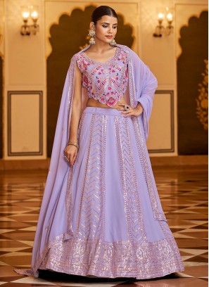 Lavender Georgette Sequins Lehenga Choli