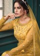 Praiseworthy Yellow Resham Net Designer Floor Length Suit