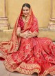 Red Bandhani Silk Embroidered Saree