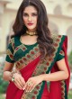 Preferable Embroidered Red Designer Saree