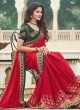 Preferable Embroidered Red Designer Saree