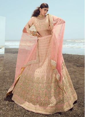 Pretty Peach Embroidered Lehenga Choli