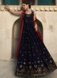 Stunning Navy Blue Georgette Floor Length Gown