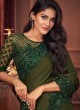 Prime Green Patch Border Faux Chiffon Designer Saree