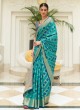 Stunning Aqua Blue Designer Patola Printed Silk Saree