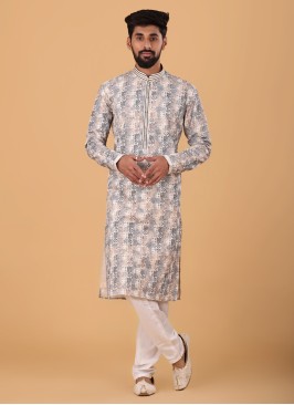 Printed Cream Kurta Pajama For Any Occasion