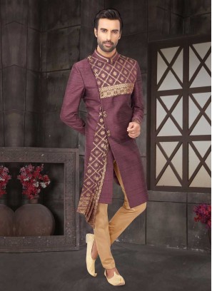 Zari Printed Indo-Western For Groom