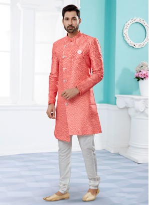 Printed Mens Indowestern Set For Wedding